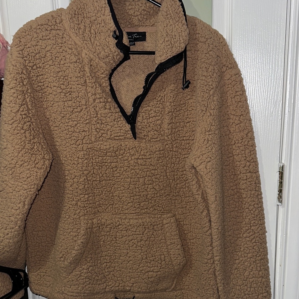 Love Tree Camel Zip Up Sherpa Sweater